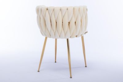 Velvet Dining Chair (Set of 2), Modern Ivory