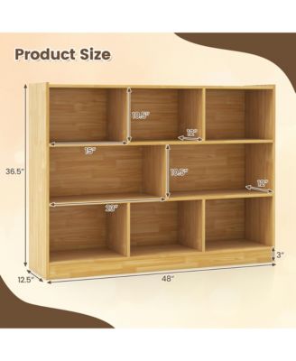 8 Cube 3-Tier Open Wooden Bookshelf Toy Storage Organizer with Anti-toppling Kits