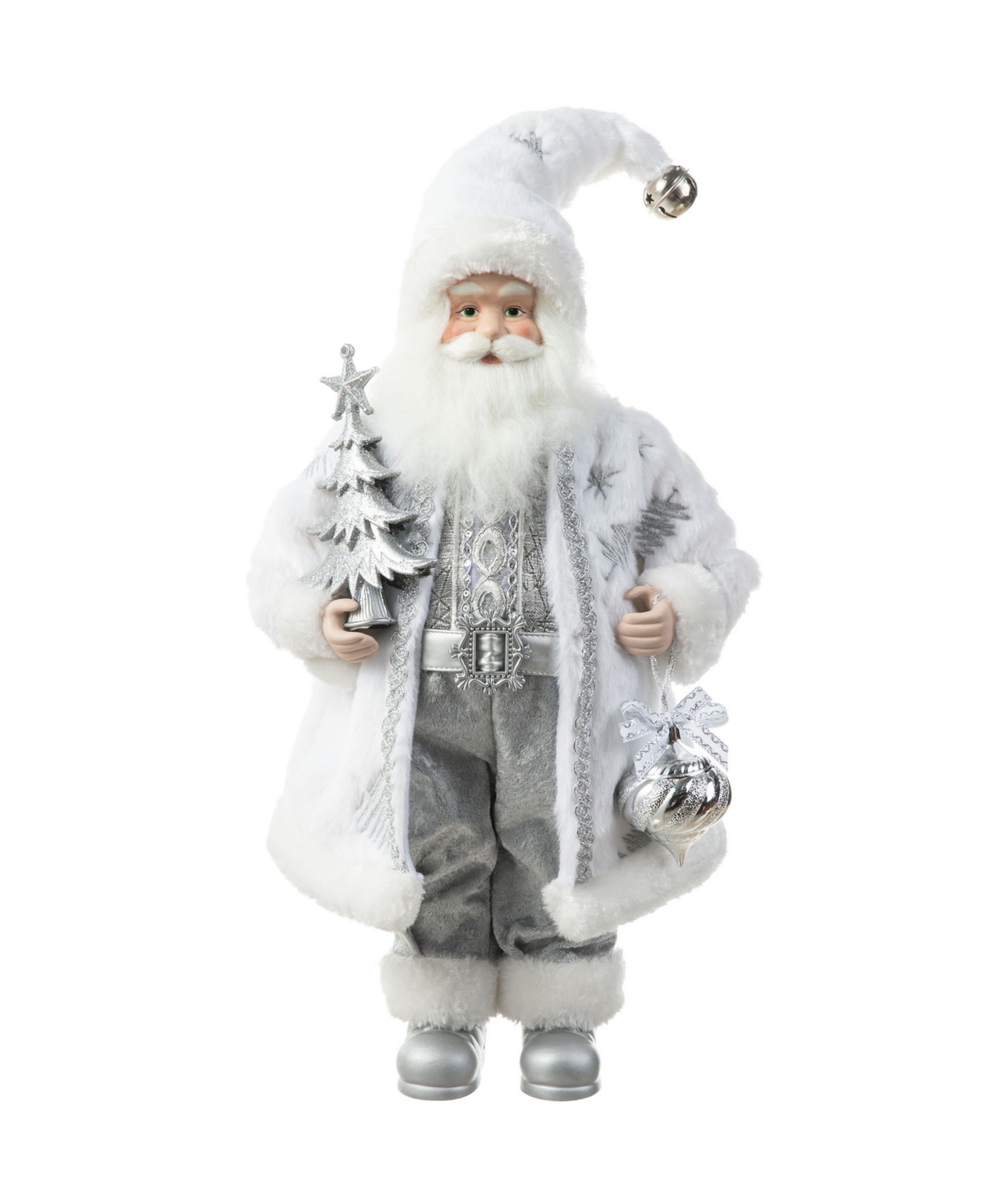 Glitzhome 18 H Christmas Frosty Santa Figurine With Porcelain Face In Multi