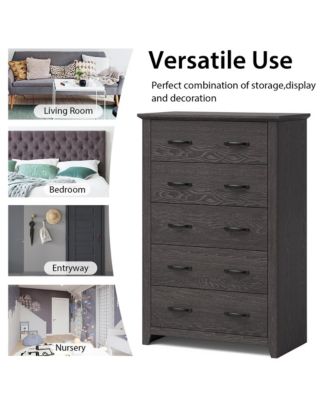 5 Drawer Chest Storage Dresser Tall Cabinet Organizer Bedroom Hallway