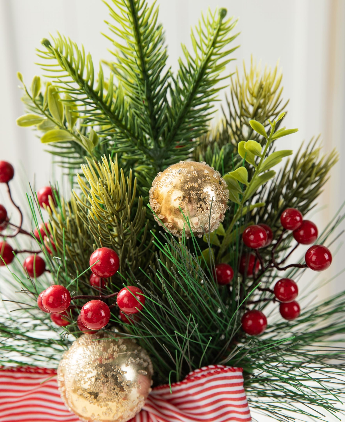 Glitzhome 14 H Christmas Red Boot With Pine Needle Berry Centerpiece In Multi