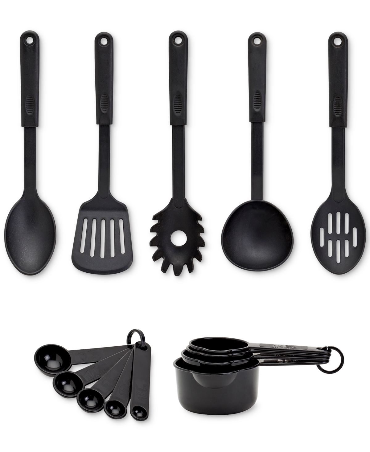 Basic Essentials 32-pc. Nonstick Aluminum Cookware Set In Black
