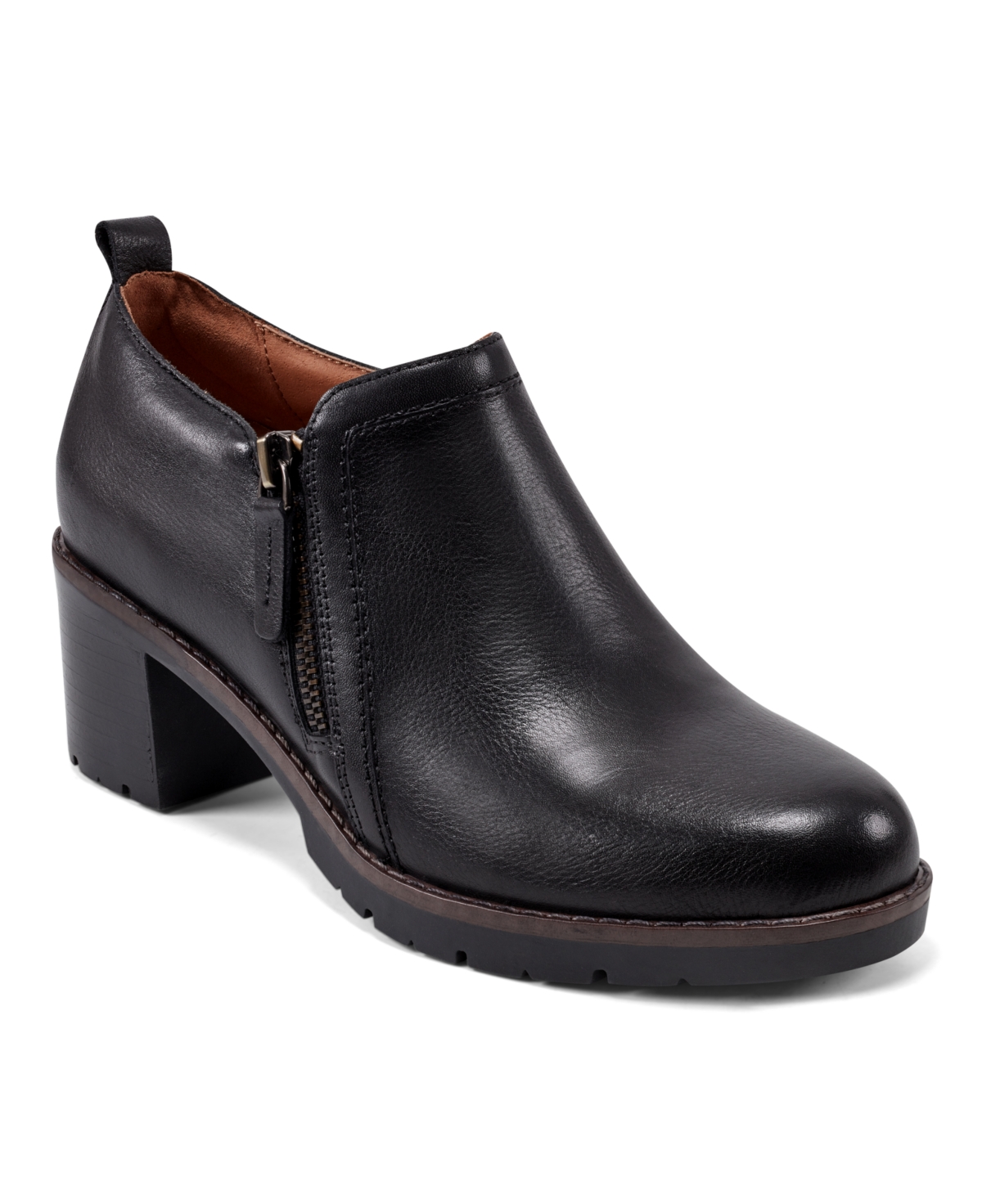 Easy Spirit Cosa Womens Zipper Leather Ankle Boots In Black Leather