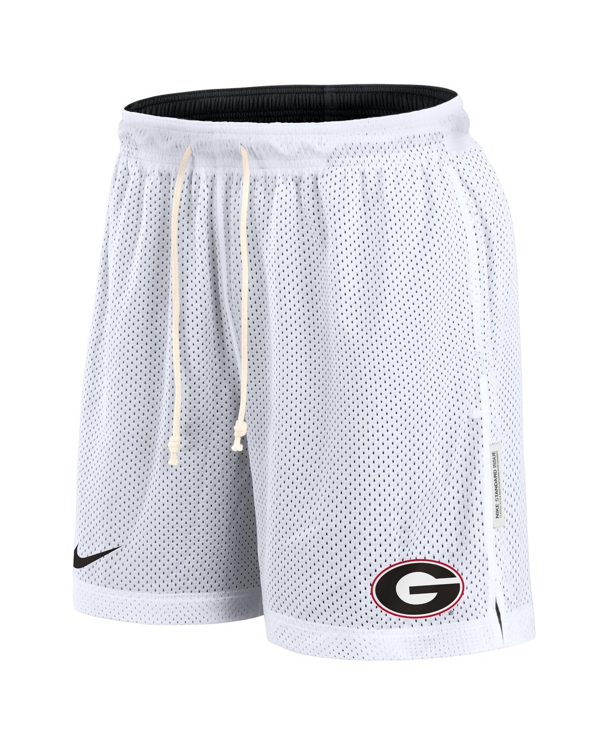 Nike Men's White/black Georgia Bulldogs Primetime Reversible Performance Shorts In White,black
