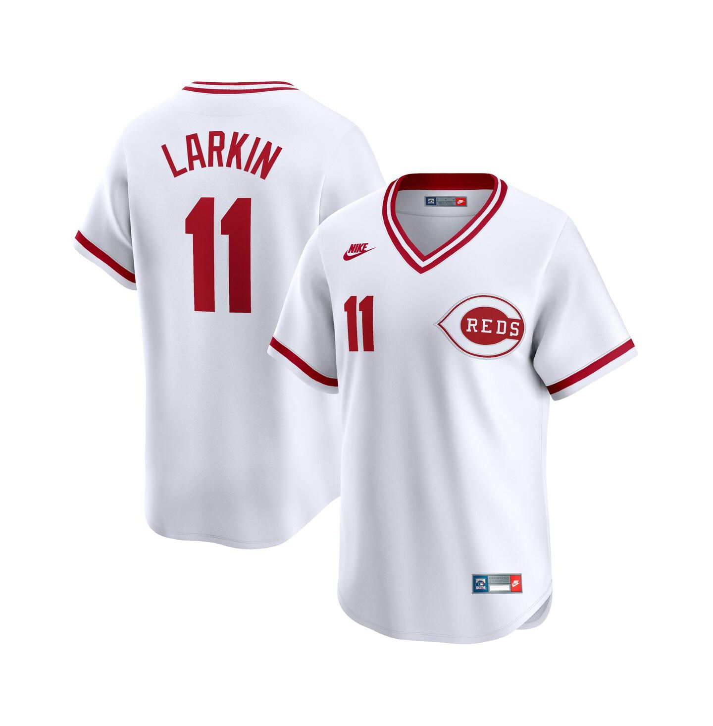 Мужской топ Nike Barry Larkin White Cincinnati Reds Throwback Cooperstown Limited Jersey — фото 1