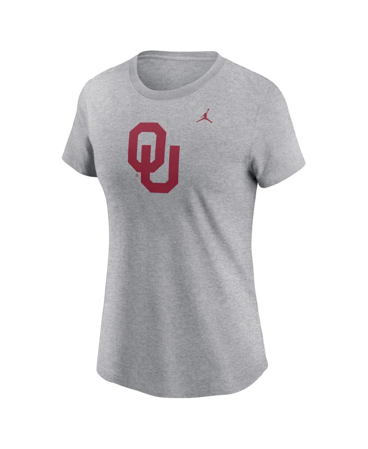 JORDAN WOMEN'S HEATHER GRAY OKLAHOMA SOONERS PRIMETIME EVERGREEN LOGO T-SHIRT 