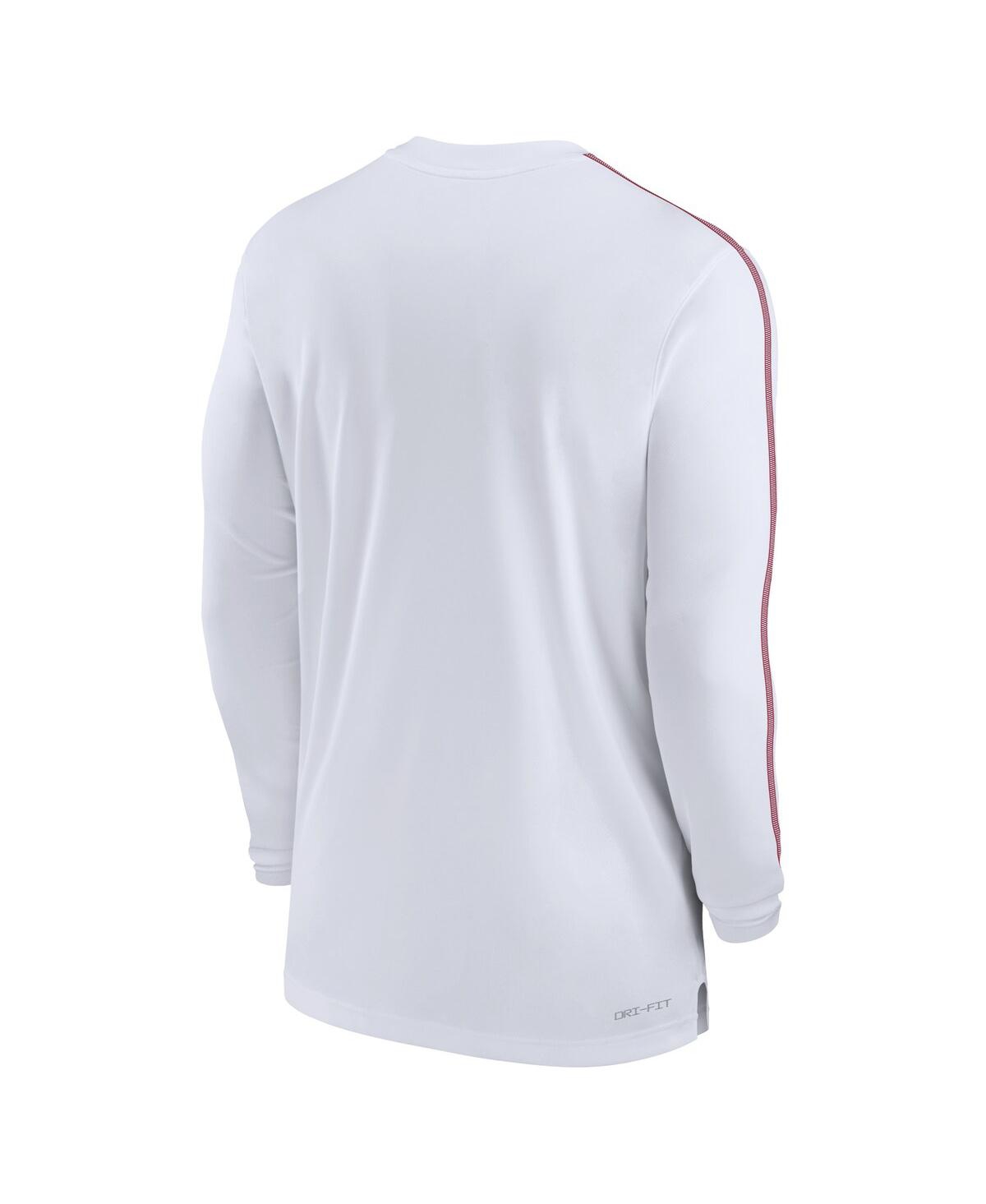 Shop Jordan Men's Oklahoma Sooners 2024 Sideline Coach Uv Performance Long Sleeve T-shirt In Crimson,white