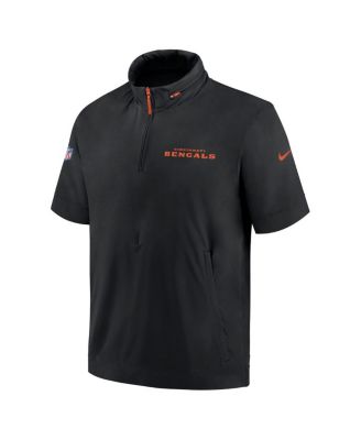Men's Black Cincinnati Bengals 2024 Sideline Coach Short Sleeve Half-Zip Hoodie Jacket