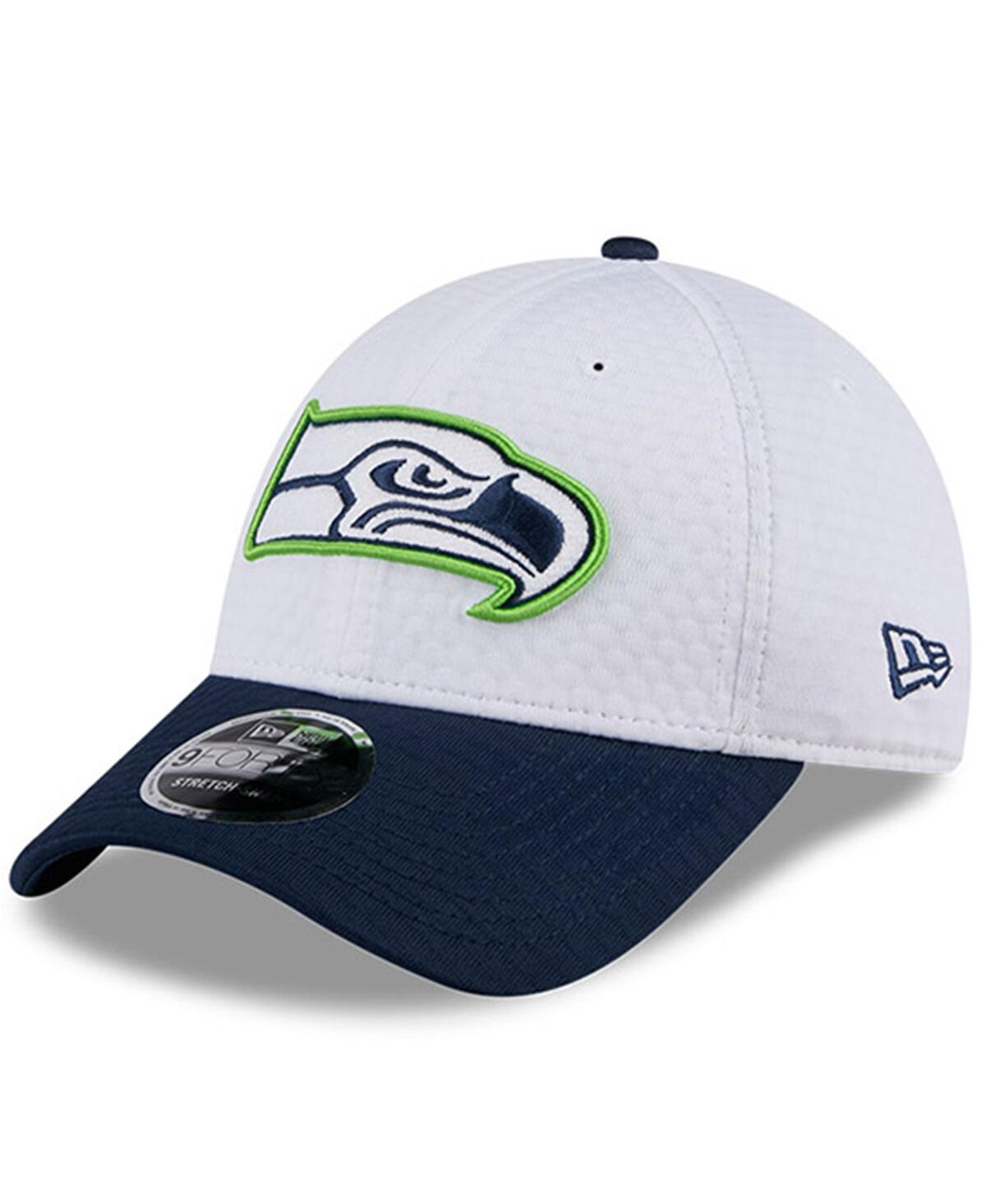 Men's White/College Navy Seattle Seahawks 2024 Nfl Training Camp 9FORTY Adjustable Hat - White/College Navy