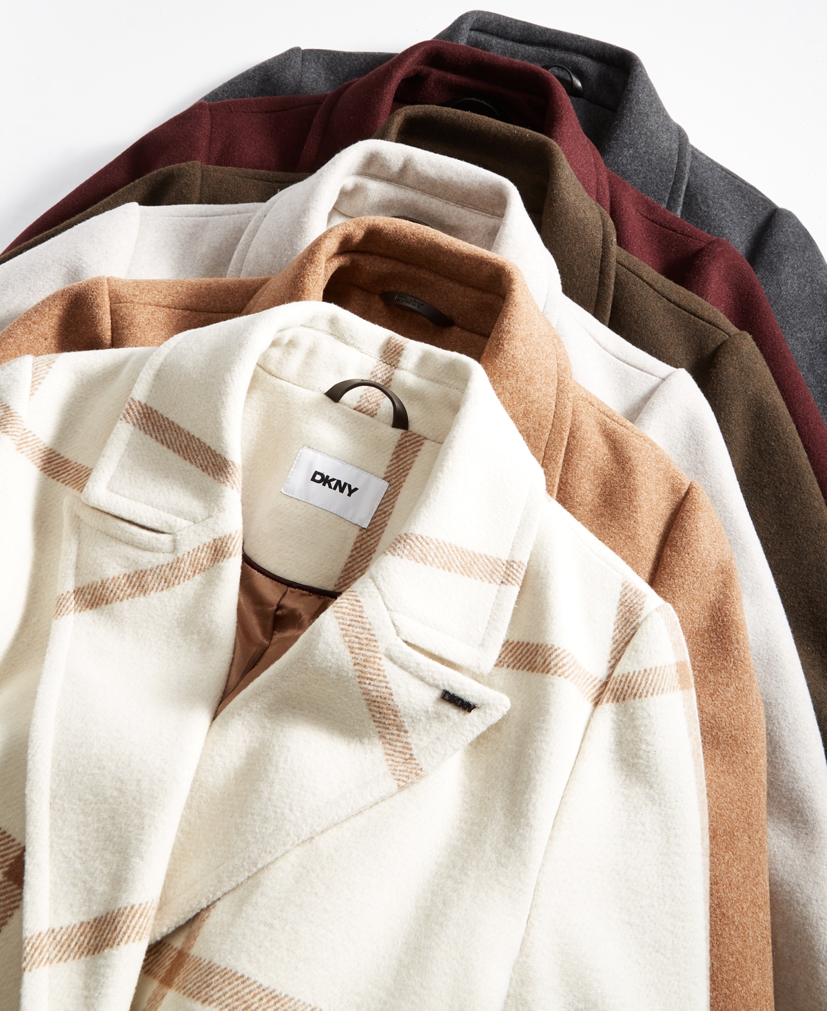 Shop Dkny Women's Notched-collar Double-breasted Wrap Coat In Dark Camel