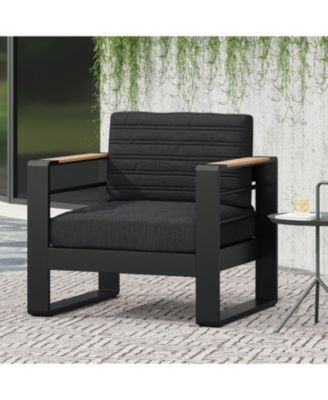 Slat Design Aluminum Club Chair Set with Water-Resistant Cushions