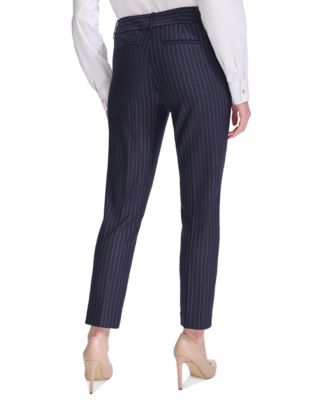 Women's Pinstripe Mid-Rise Ankle-Length Pants