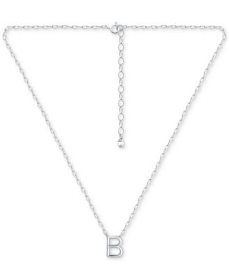 Initial B Pendant Necklace in Sterling Silver, 16" + 2" extender