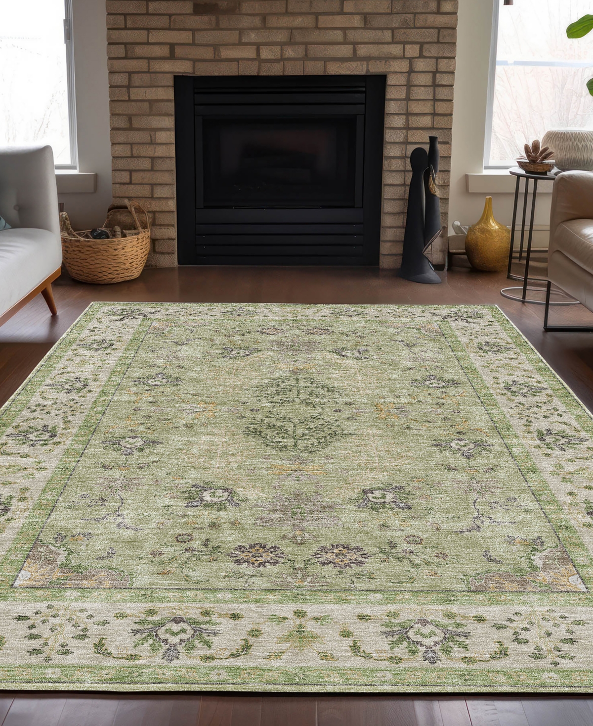 Dalyn Hatay Washable Hy9 2'3"x7'6" Runner Area Rug In Sage