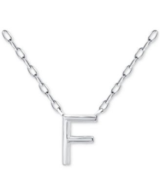 Initial F Pendant Necklace in Sterling Silver, 16" + 2" extender
