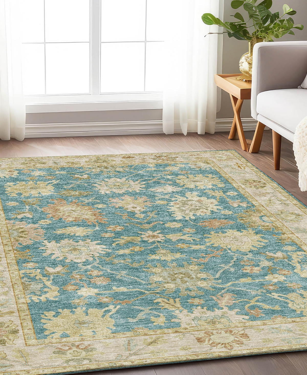 Dalyn Hatay Washable Hy2 2'6"x3'10" Area Rug In Teal