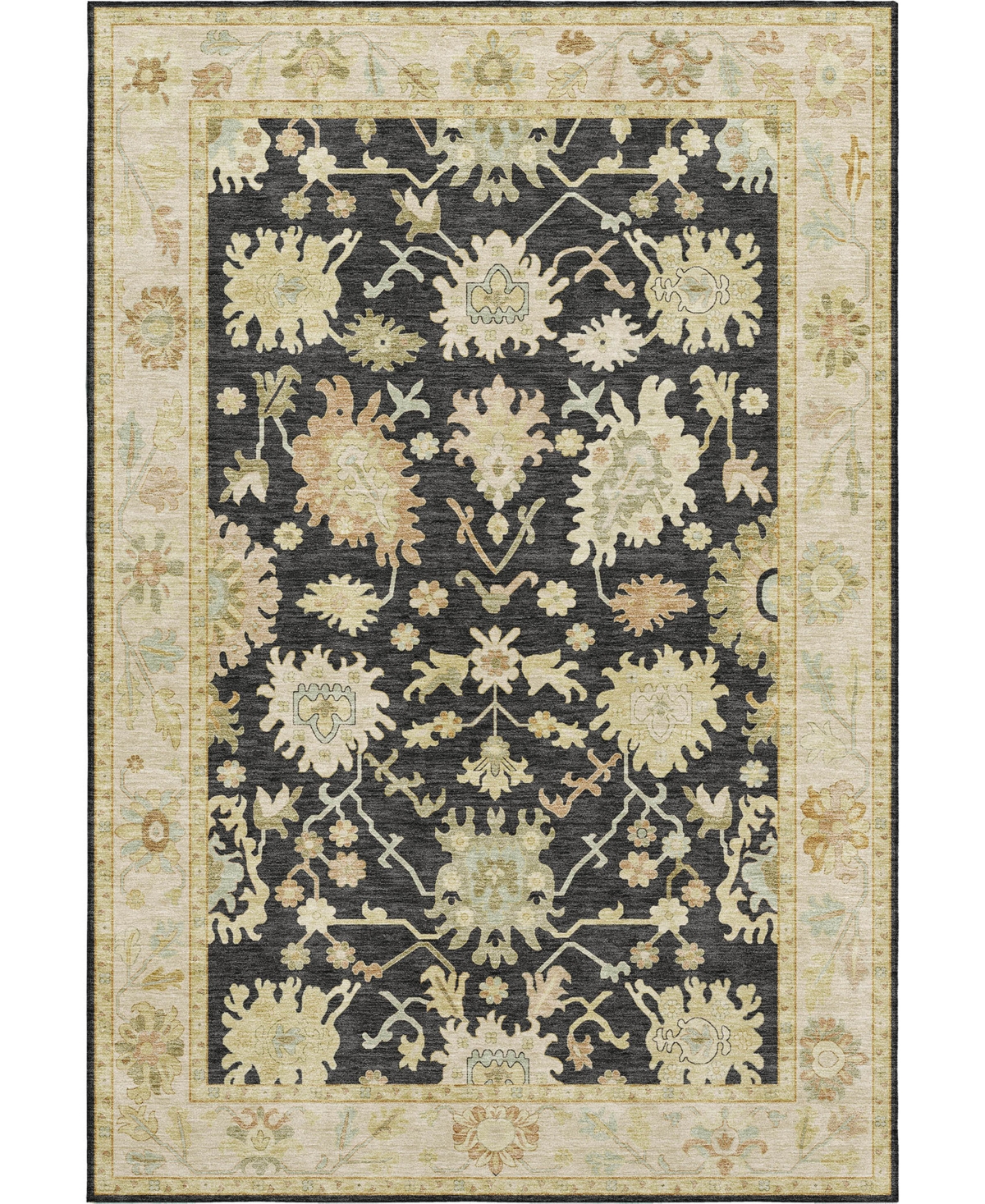 Dalyn Hatay Washable Hy2 2'3"x7'6" Runner Area Rug In Black