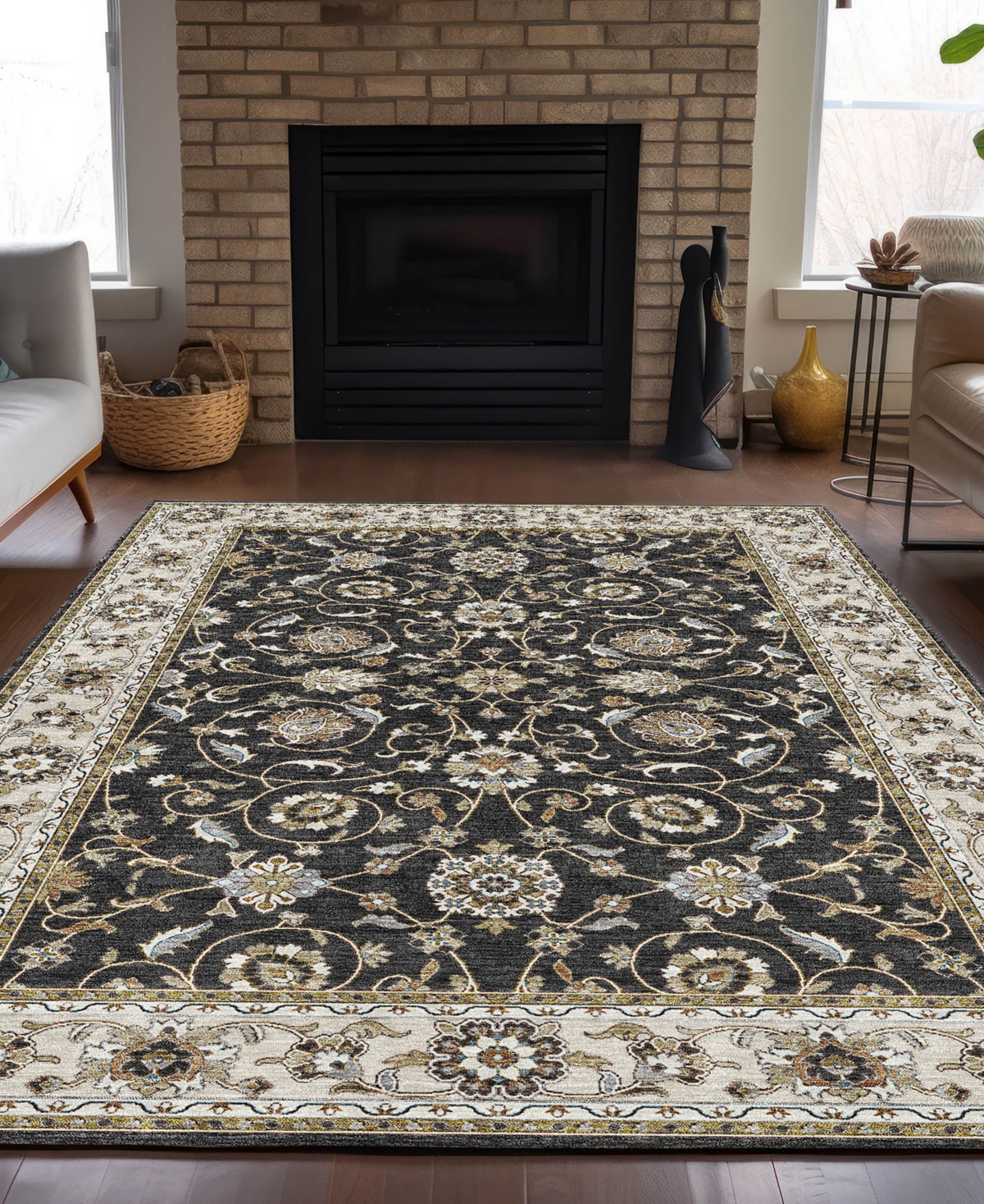 Dalyn Hatay Washable Hy1 5'x7'6"area Rug In Black