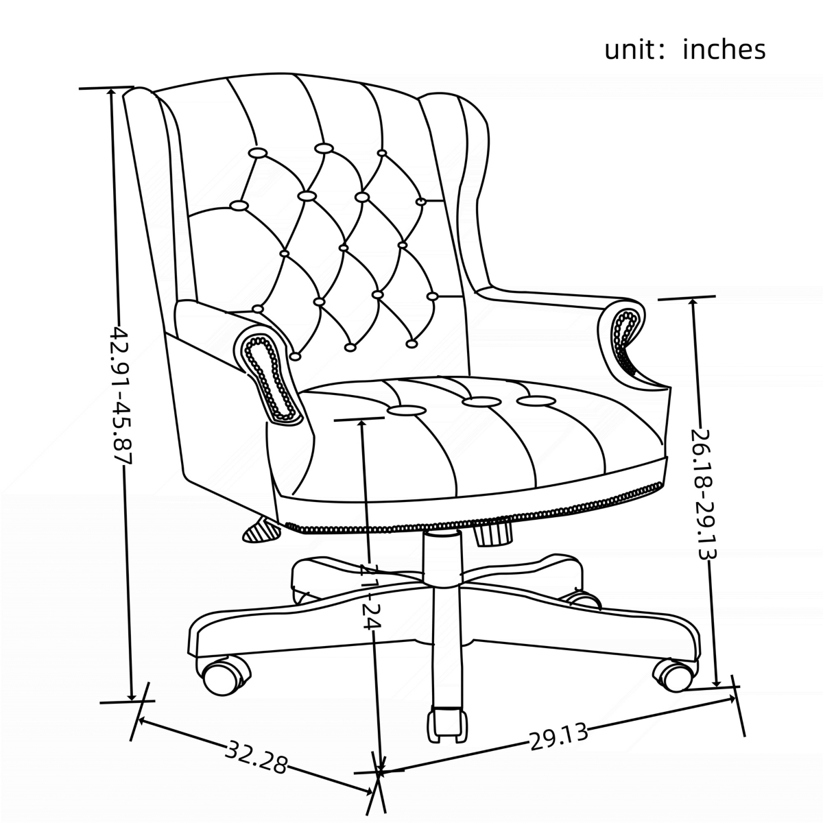 Streamdale Pneumatic height adjustable office chair with plush leather