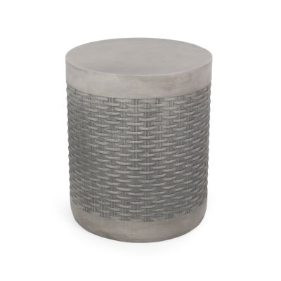 Streamdale Modern Concrete Basket Weave Patio Side Table with No Assembly