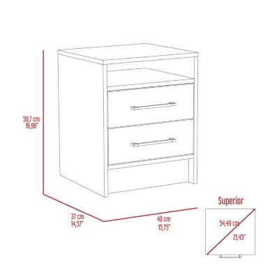 Eter Nightstand with Superior Top and Two Drawers
