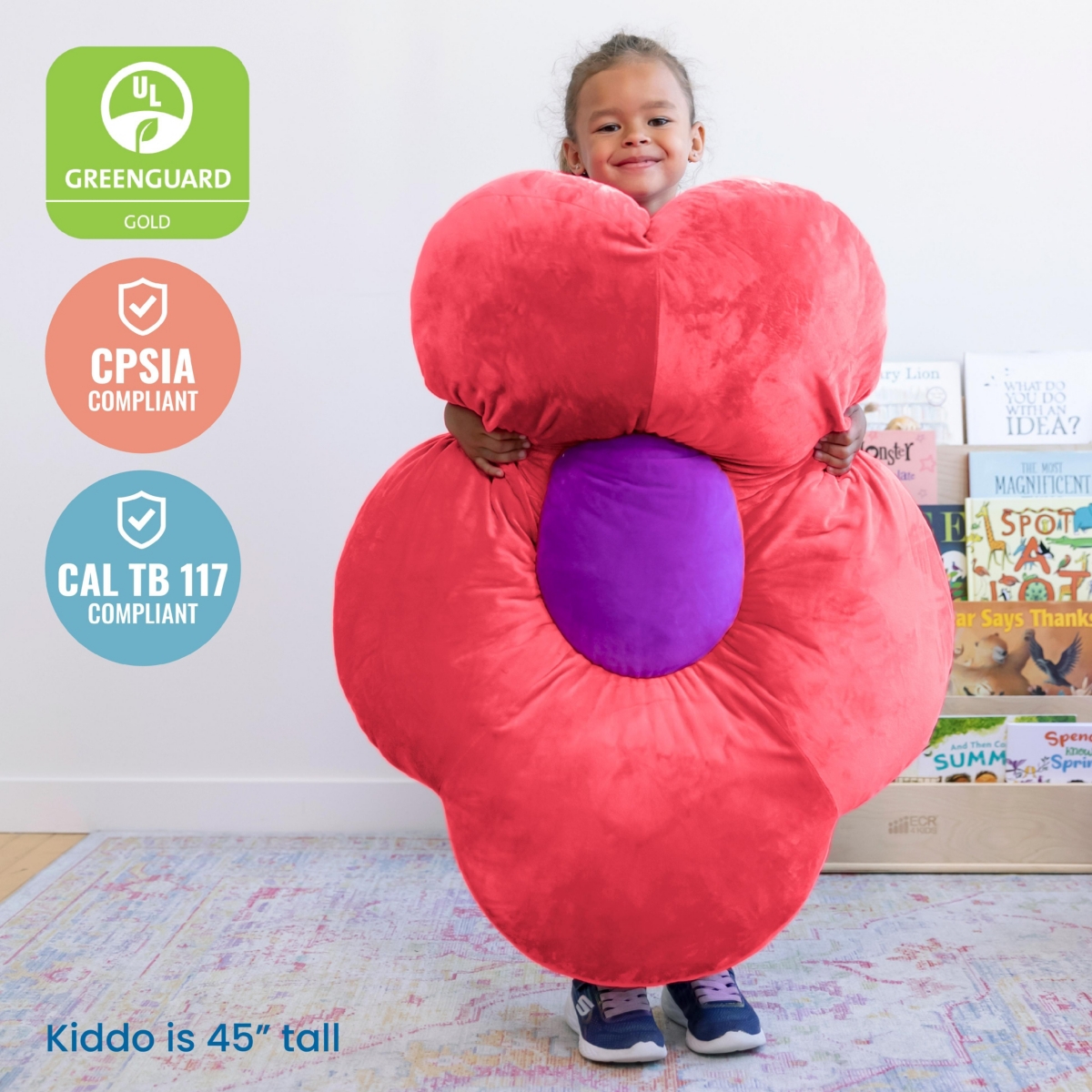 ECR4Kids SoftZone Flower Floor Pillow,- Bright pink