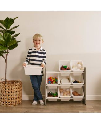 3-Tier Storage Organizer with 9 Bins - Grey/White
