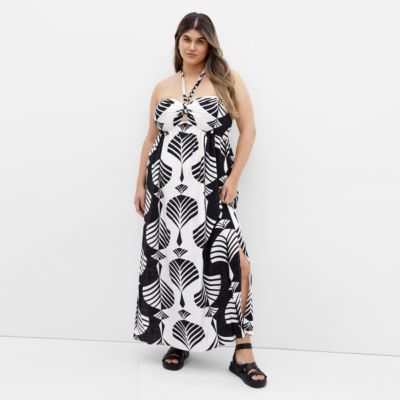 Plus Size Peta Border Print Maxi Dress