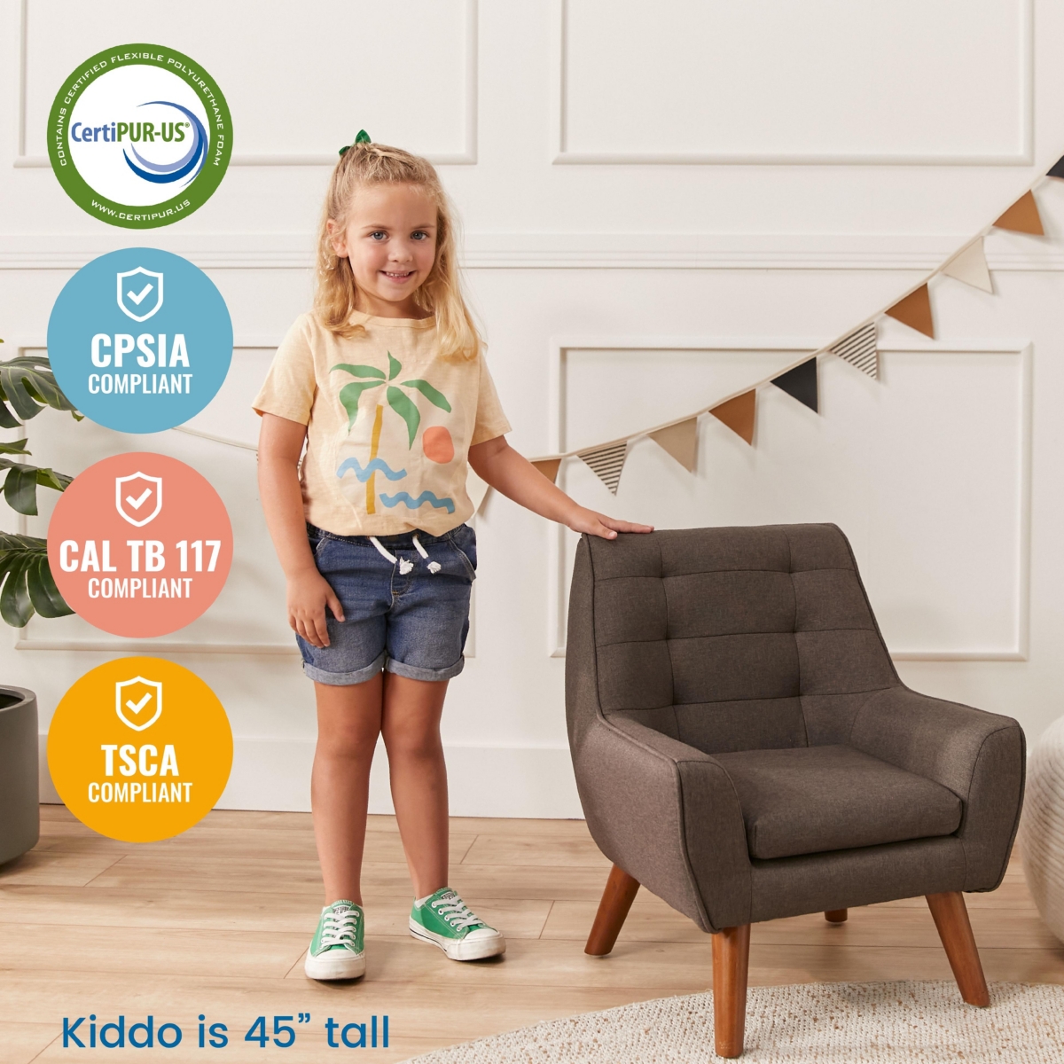 ECR4Kids Ezra Accent Chair, Raisin