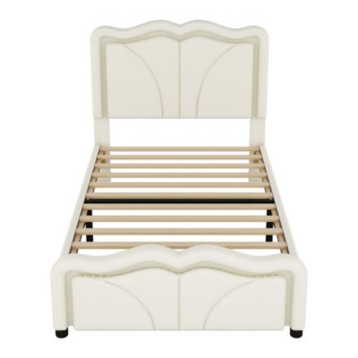 Streamdale Twin Platform Bed with LED Lights and Adjustable Headboard