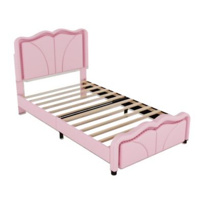 Twin Platform Bed with LED Lights and Adjustable Headboard