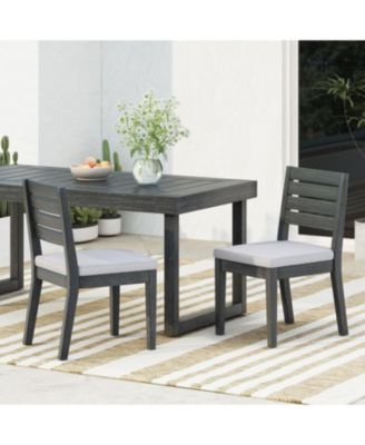 Streamdale Acacia Wood Slat-Back Dining Chair with Washable Cushions