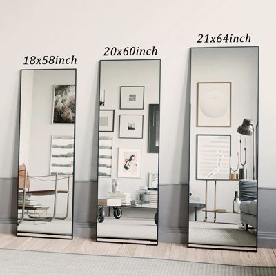 Rectangular Free Stand Mirror 18"x58" in Black