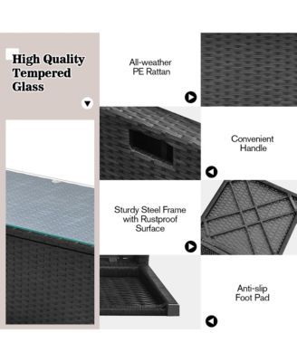 8PCS Patio Rattan Furniture Set Storage Table Ottoman