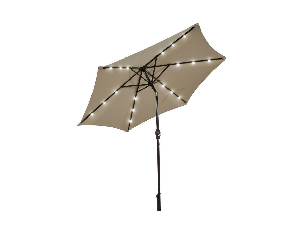 Slickblue ft Solar Led Lighted Patio Market Umbrella Tilt Adjustment Crank Lift