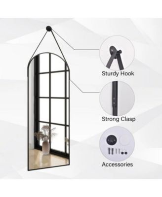 Arched Wall Mounted Mirror 16"x48" in Black