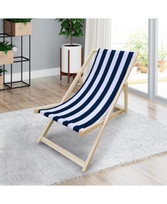 Populus wood sling chair blue Stripe Broad Dark blue Strip