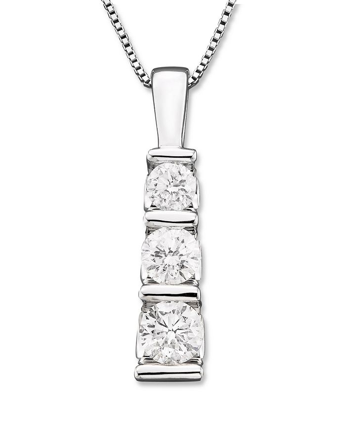 Three-Stone Diamond Pendant Necklace in 14k White Gold or 14k Yellow Gold  (1/2 ct. t.w.)
