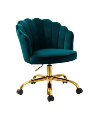 Woman Modern Cute Shell Back Upholstered Desk Chair for Vanity, Living Room