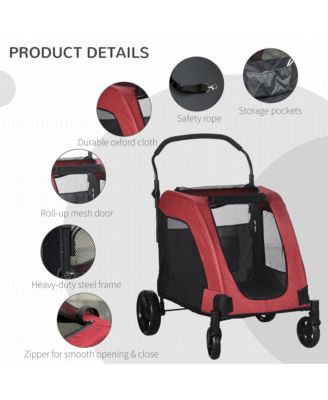 Spacious Pet Stroller for Dogs up to 77 lbs, with Foldable Design for Convenient Storage