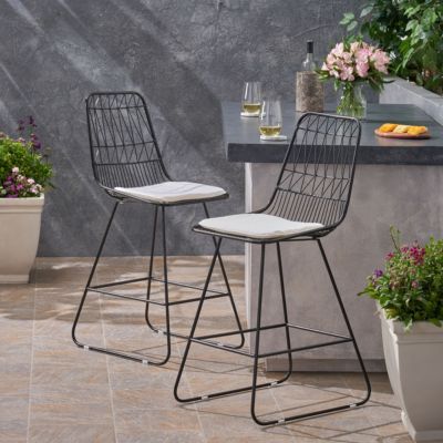 Streamdale Niez Outdoor Wire Counter Stools with Cushions (Set of 2)