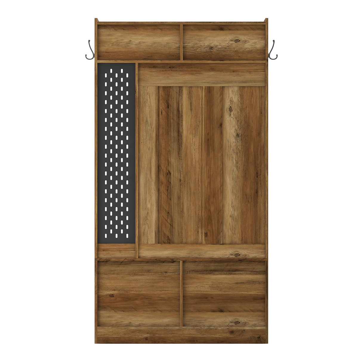 Streamdale Furniture Hall Tree with 6 Hooks, Coat Hanger, Entryway Bench, Storage Bench, for Entrance, Hallwa,- Brown