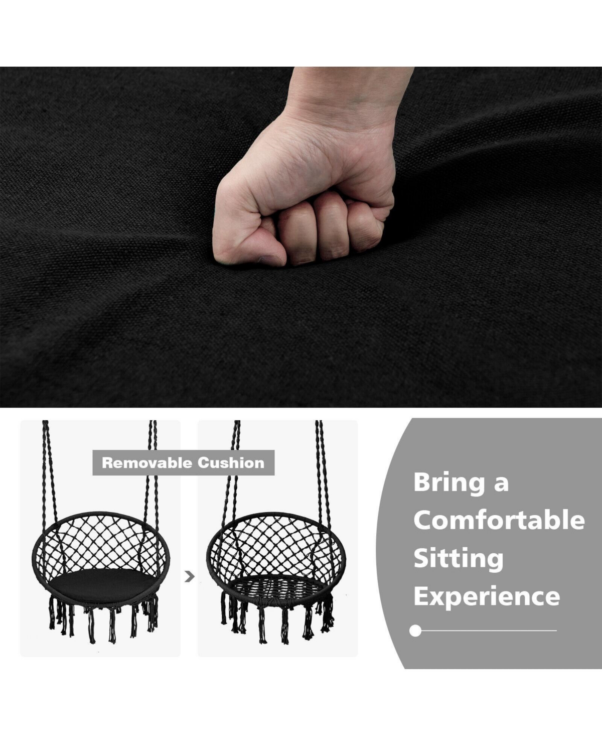 Slickblue Cushioned Hammock Swing Chair with Hanging Kit