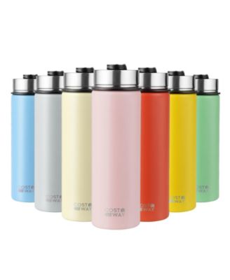 Double-Walled Insulated Stainless Steel Water Bottle with 2 Lids and Straw
