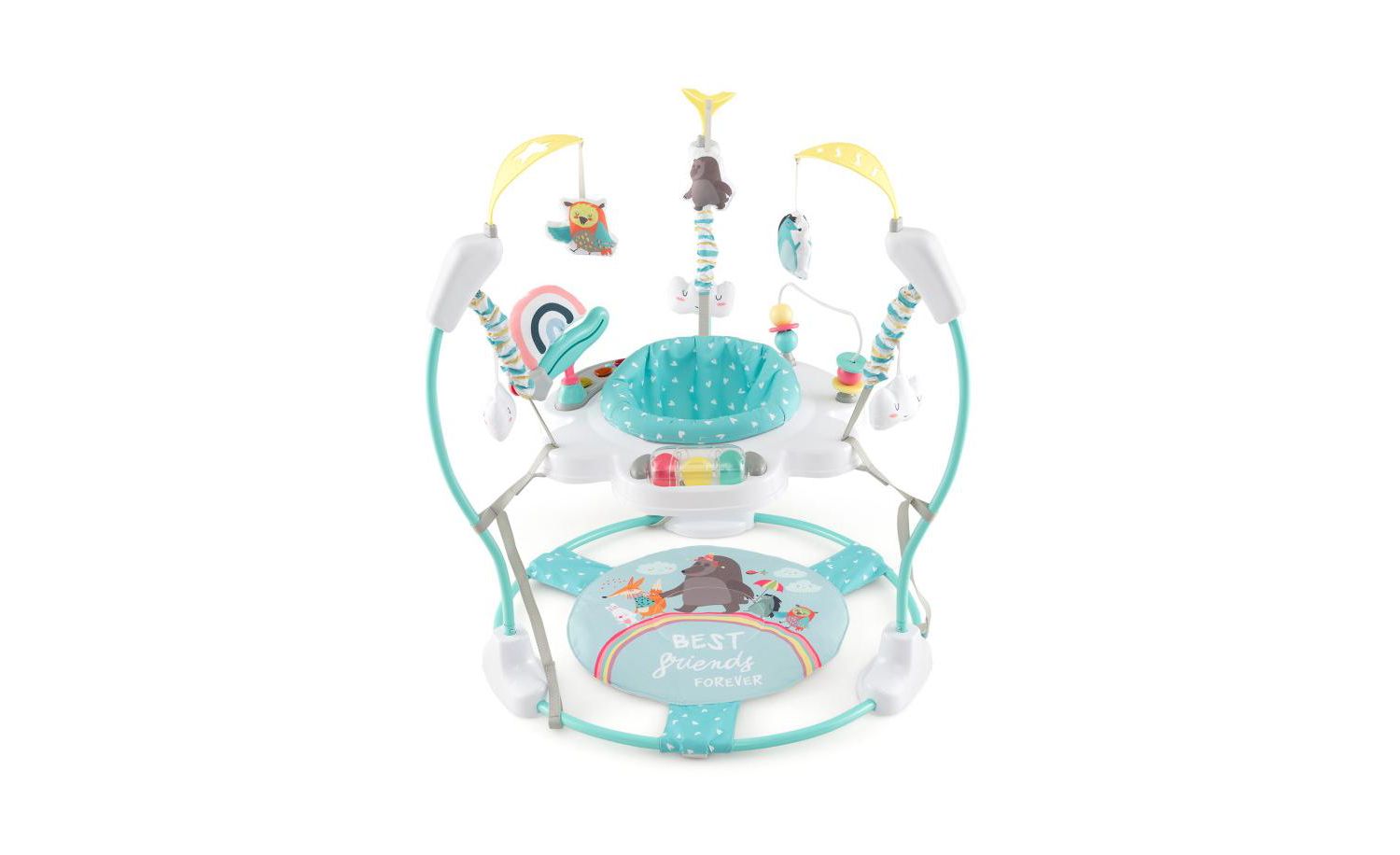 Height Adjustable Baby Activity Center with Interactive Toys and Bouncing Seat
