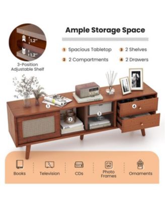 Bamboo TV Stand for TV up to 65 Inch-Brown