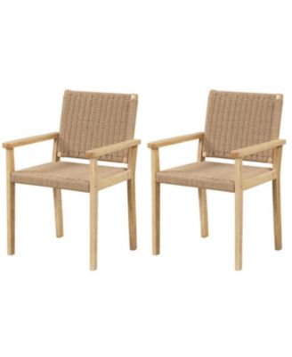 Indoor Outdoor Wood Chair Set of 2-Natural