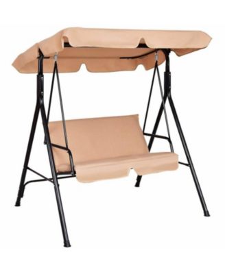 Loveseat Cushioned Patio Steel Frame Swing Glider