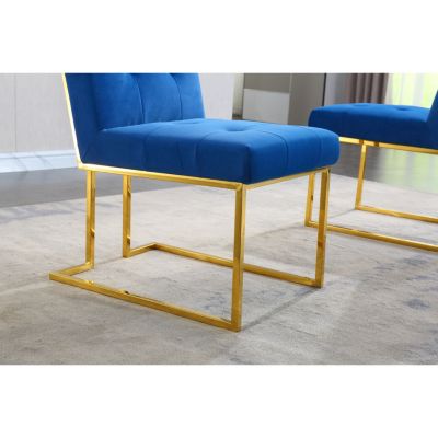 Streamdale  Set of 2  Velvet Upholstery with Gold Metal Base Tufted, Modern Style Dining Chair