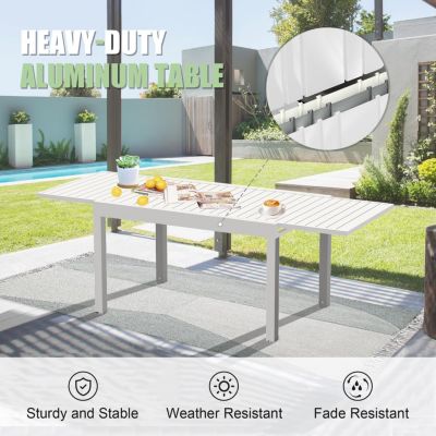 Expandable Dining Table Rust-Free Aluminum